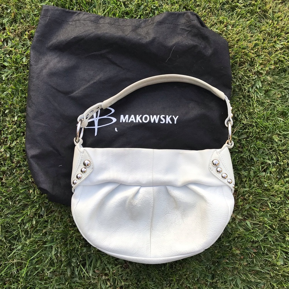 B. Makowsky White Butter Leather Hobo